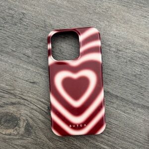 BURGA Burgundy Heart Pattern Phone Case
